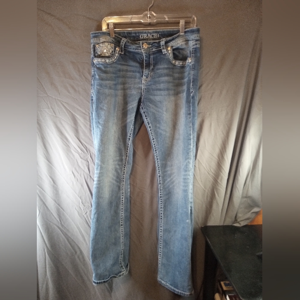 Grace Blue Straight Leg Jeans Classic Style